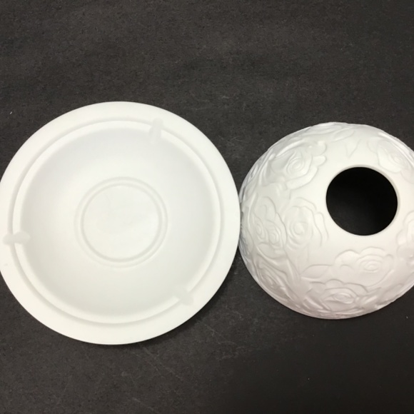 Fairy Lamp Votive Candle Holder Bisque Lithophane Roses Pattern Seagull Studios - Picture 6 of 7